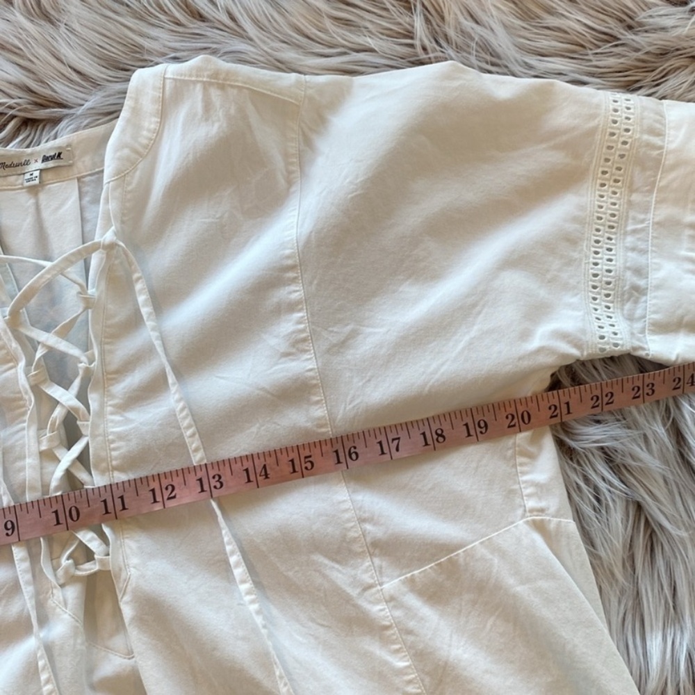 Madewell x Daryl K Beverly Lace Up Dress Pockets Tassels White Kerrigan Eyelet M - Picture 6 of 8
